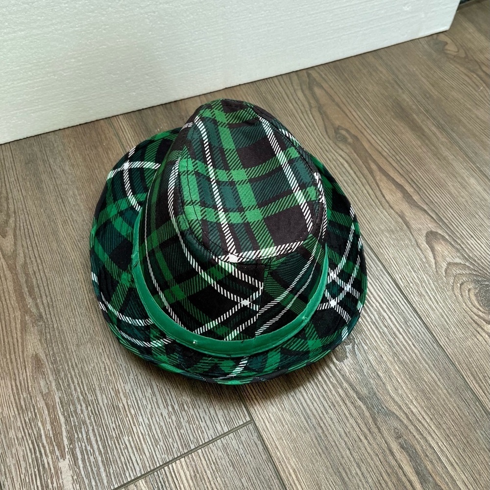 Green Plaid Fedora Hat - Picture 4 of 8
